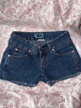 Wrangler Blue Denim Frayed Hem Women's Cutoff Shorts